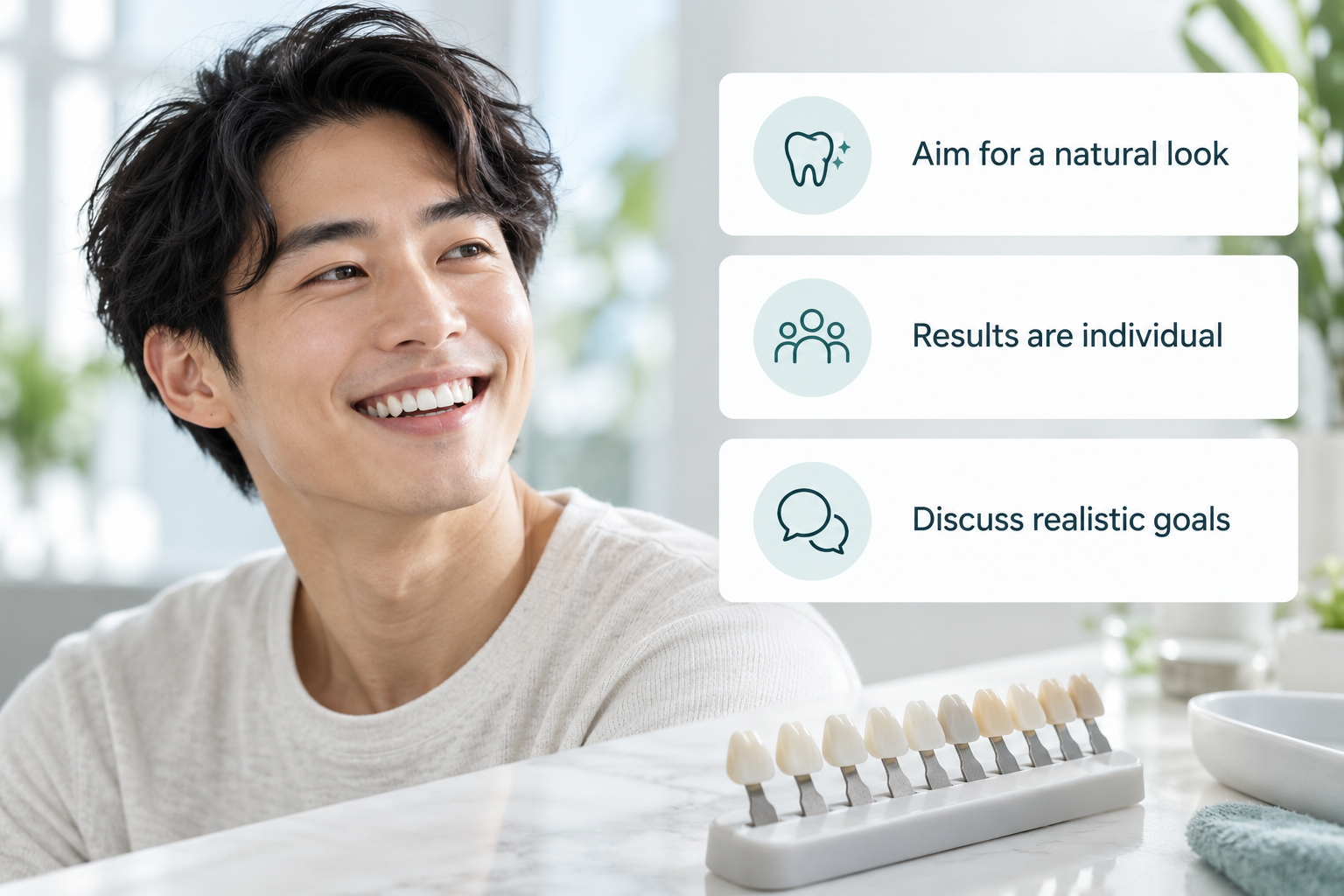 What a typical result looks like infographic: Aim for a natural look; Results are individual; Discuss realistic goals